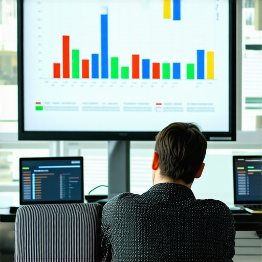 Financial analyst reviewing detailed credit report data with advanced analytics.