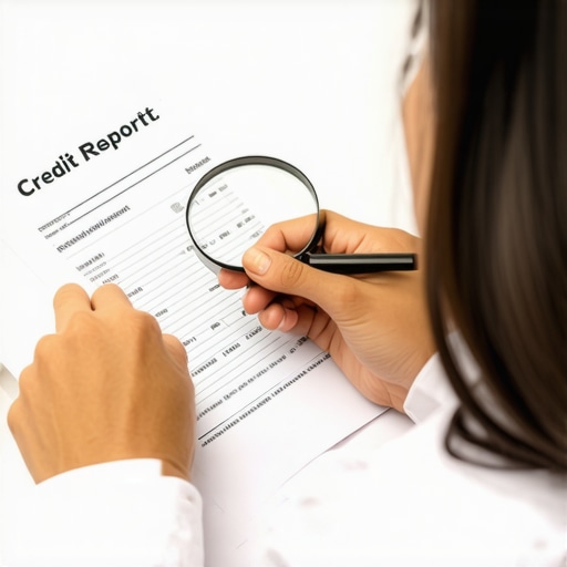 Person analyzing credit reports carefully with a magnifying glass.