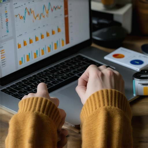 Person analyzing credit report on laptop with financial tools