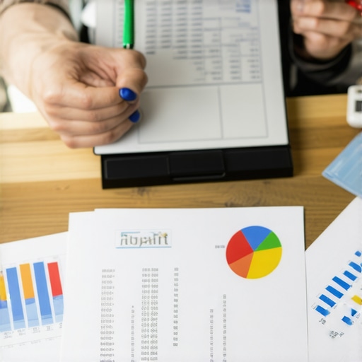 Credit Monitoring and Dispute Tools Person analyzing credit reports on a laptop with financial tools for credit repair