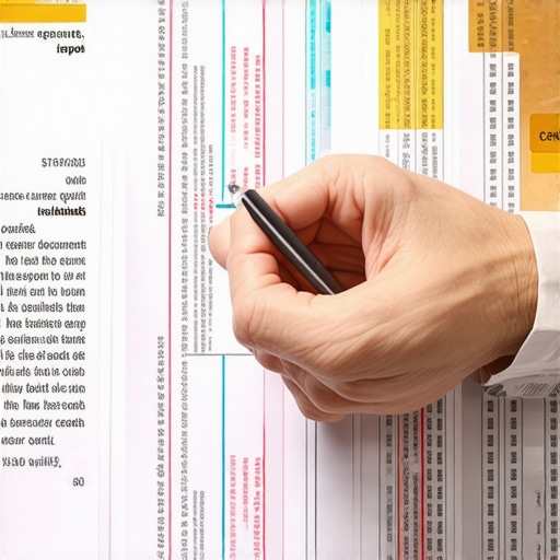 Person analyzing credit report for inaccuracies with magnifying glass