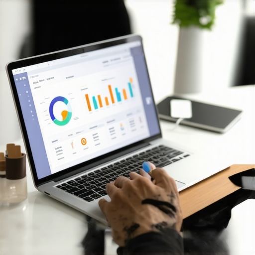 A person analyzing credit report with financial apps on their devices