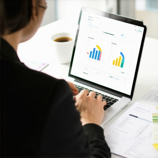 Person reviewing credit monitoring tools on laptop for long-term credit success.