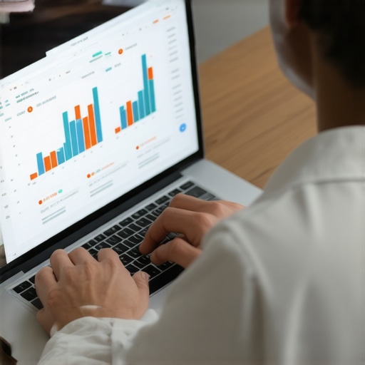 Person analyzing credit scores on a laptop with financial graphs