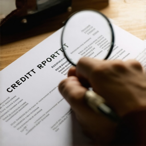 Individual scrutinizing credit report details for errors and discrepancies.