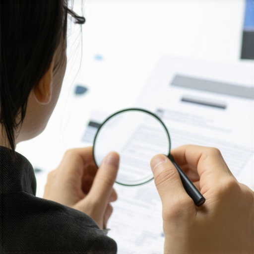 Person analyzing credit report errors with supporting documents for dispute.