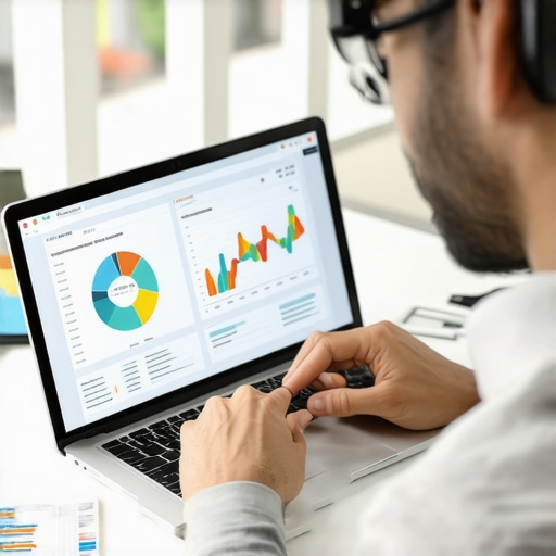 Person analyzing credit reports to maintain good credit standing with digital tools.