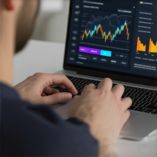 Using Credit Monitoring Tools Effectively Person analyzing credit scores on a laptop with financial apps open