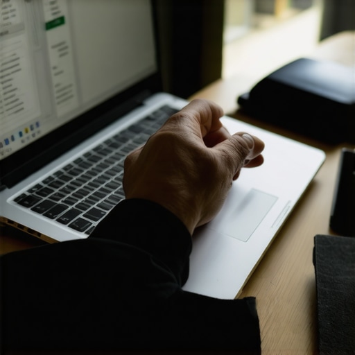 Person organizing credit reports and evidence on a laptop for credit repair.