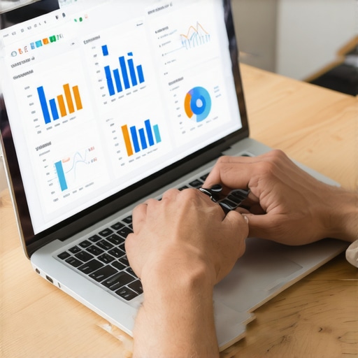 Person analyzing credit score data on a laptop for ongoing credit health management.