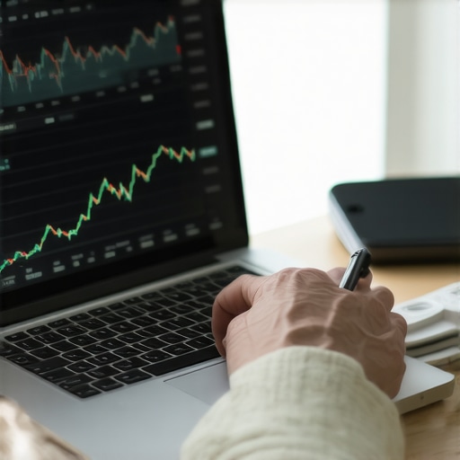 Person reviewing credit scores and dispute logs on laptop in a tidy workspace