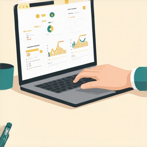 Person managing credit profile with various online tools and software for credit repair