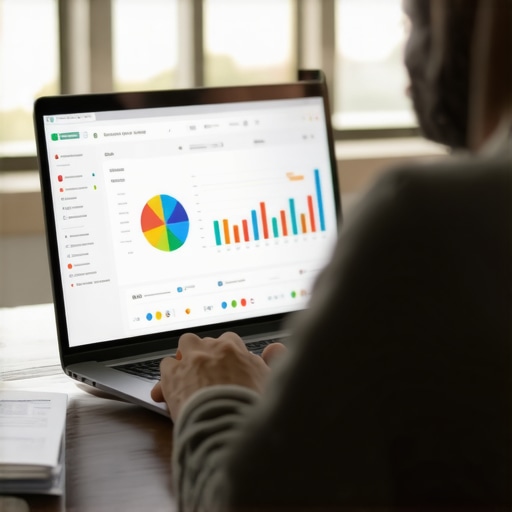 Person working on credit repair using digital tools and software