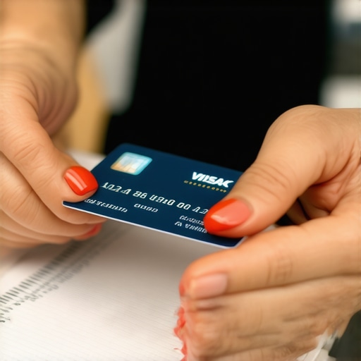 Person organizing credit card statements on a desk while monitoring balances.