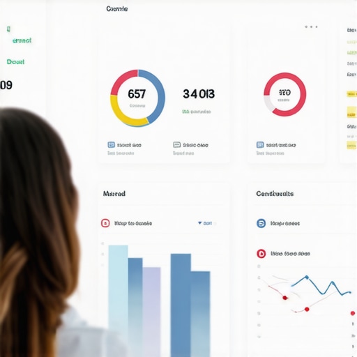 Credit Management Dashboard Person monitoring credit scores and alerts on a computer
