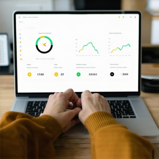 Credit Monitoring Dashboard on Laptop A person reviewing credit monitoring dashboards on a laptop