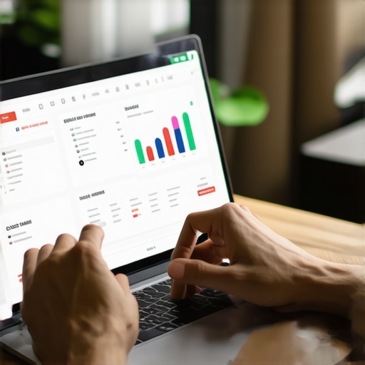 Credit Monitoring and Maintenance Tools A person analyzing credit reports on a laptop with notification alerts and data charts.