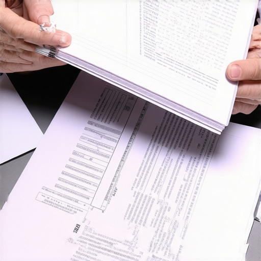 Person examining credit reports with collected evidence for credit dispute