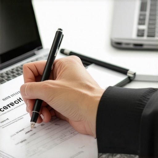 Person filling out a form to dispute credit report errors at a desk
