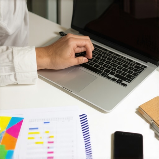 Person analyzing credit report and tracking improvements using digital tools