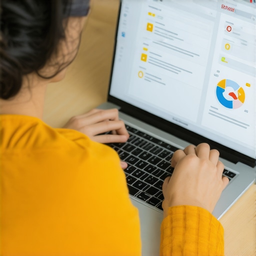 Person reviewing credit reports on laptop with notes and checklists.