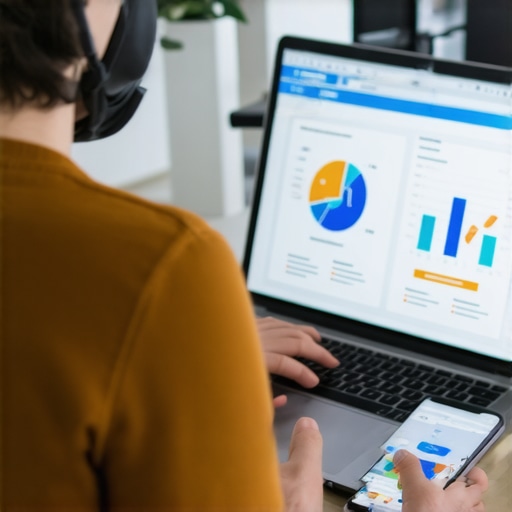 Organized Credit Monitoring Setup A person managing credit reports and documents digitally for ongoing credit repair.