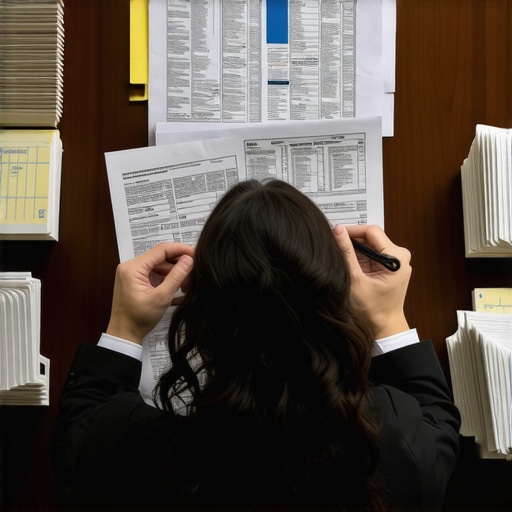 Person preparing documents and bank statements for credit report correction