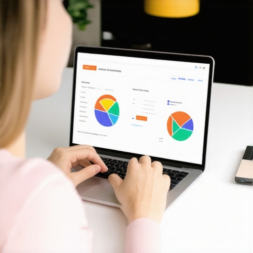 Person analyzing credit report data on a digital dashboard.
