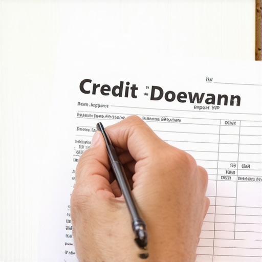 Person analyzing credit report for errors and account details