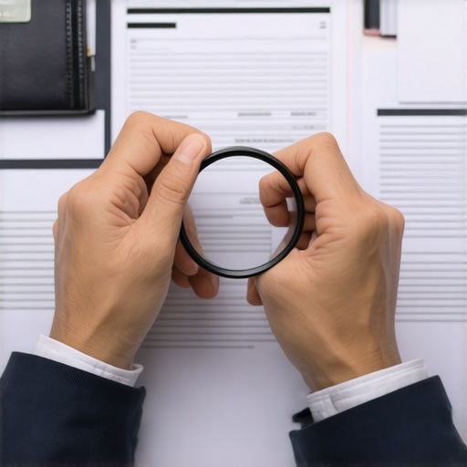 Individual examining credit report details with a magnifying glass