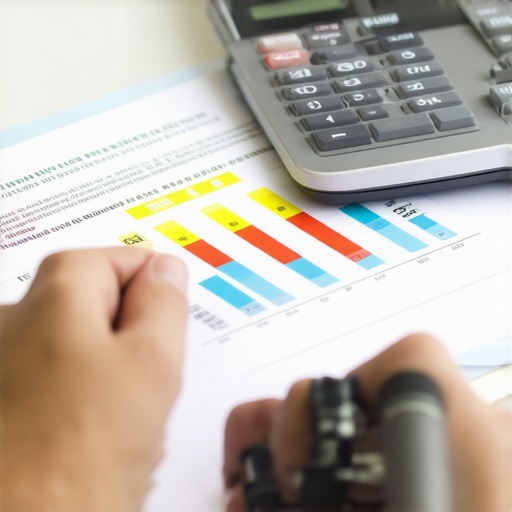Individual analyzing credit report with tools for financial growth