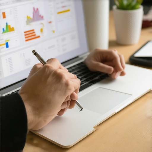 Using Advanced Credit Tools for Long-Term Success Person analyzing credit reports on their laptop with financial tools around.