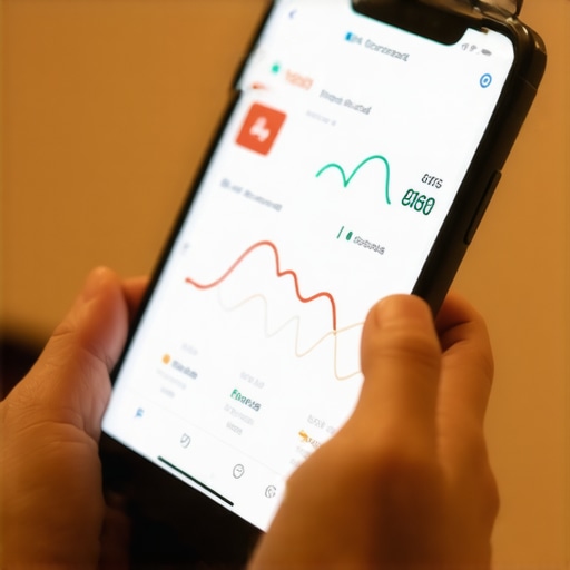 Person checking credit scores and balances on their smartphone with monitoring app