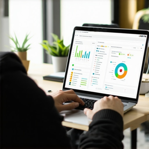 Person monitoring credit scores and reports on laptop.
