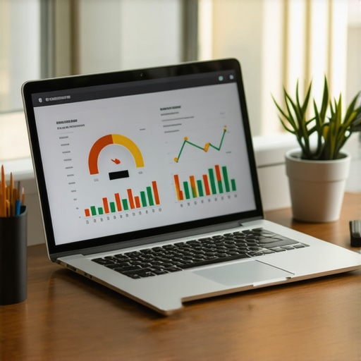 Best Tools for Credit Maintenance Laptop showing credit score charts and financial management software.