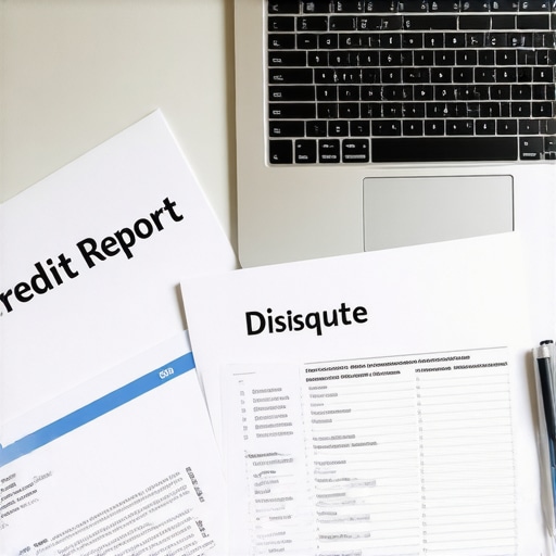 A person managing credit reports and dispute documentation on a computer