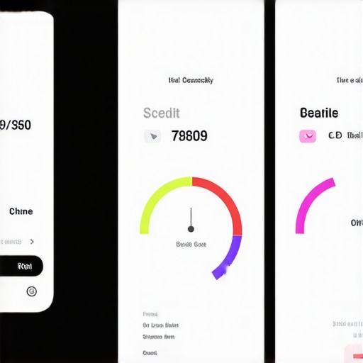 Credit Monitoring Dashboard for Real-Time Alerts A user monitoring their credit report with a smartphone app that displays alerts and score changes.