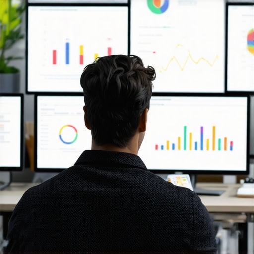 Image showing a person analyzing credit scores and reports on digital devices with graphs and charts