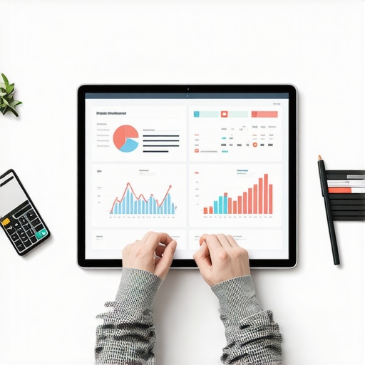 Person analyzing credit report dashboard on a computer screen.