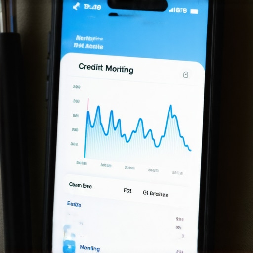 Smartphone screen showing credit scores and alerts for credit monitoring.