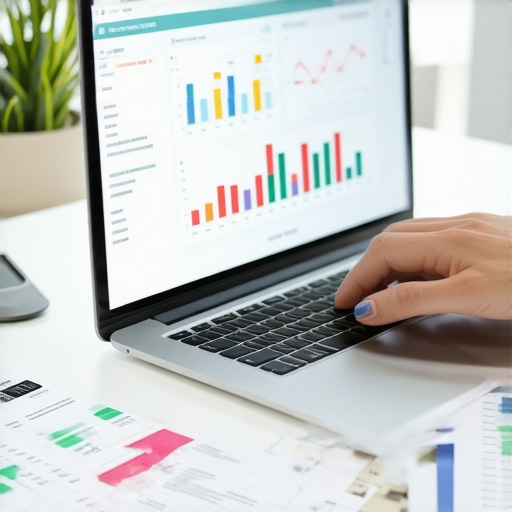 Credit management tools in action User analyzing credit report with digital tools on laptop