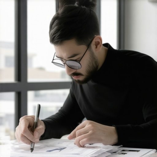 Person reviewing credit report details carefully