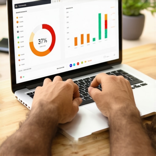 Person monitoring credit scores and disputes using multiple online apps on a laptop.