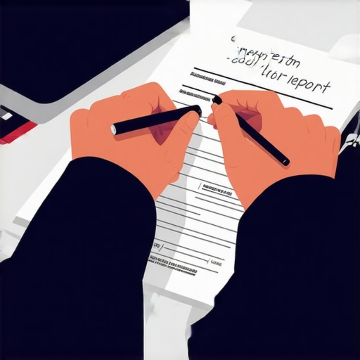 Person reviewing and editing credit report documents.