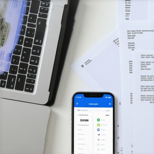 Desk setup with credit reports and financial apps for credit monitoring and dispute tracking.