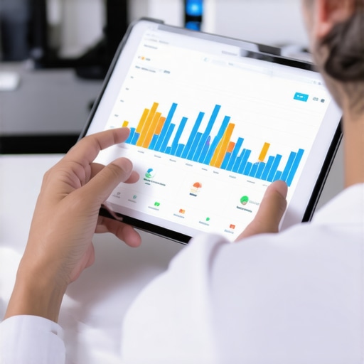 Person analyzing credit reports on a tablet with graphs and dashboards