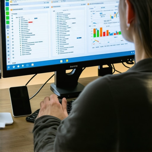 Individual reviewing credit reports and financial data on a laptop.
