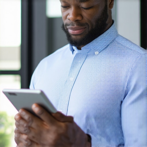 Financial advisor reviewing credit reports and graphs on digital tablet