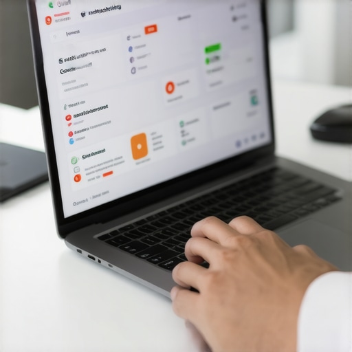 Person analyzing credit report on laptop using financial apps