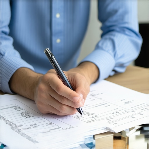 Organizing Credit Evidence Person sorting credit receipts and documents for credit report disputes
